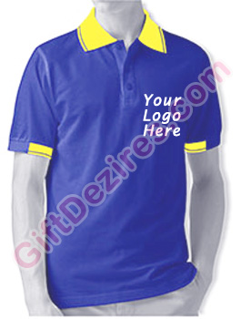 Designer Royal Blue and Yellow Color Logo Custom T Shirts